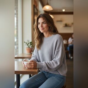 Altar'd State Light Gray/Blue Women's Sweater Sz M/L